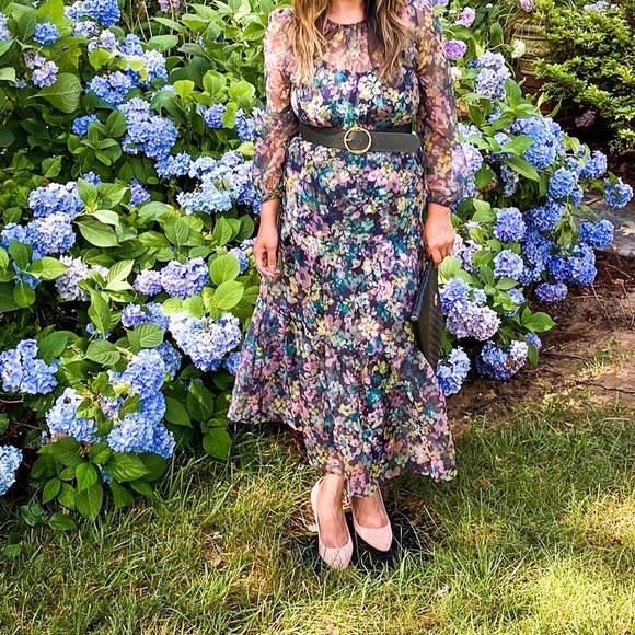 Halogen X Atlantic Pacific Long Sleeve Floral Sheer Tiered Maxi Dress - Picture 5 of 7